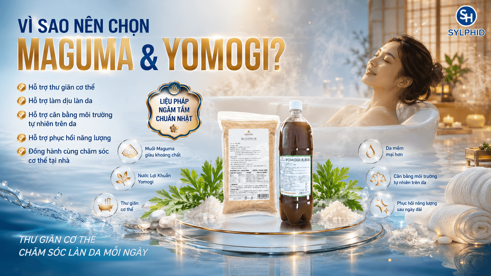 Bộ ngâm tắm Maguma Yomogi Nhật Bản đồng hành cùng thói quen thư giãn
