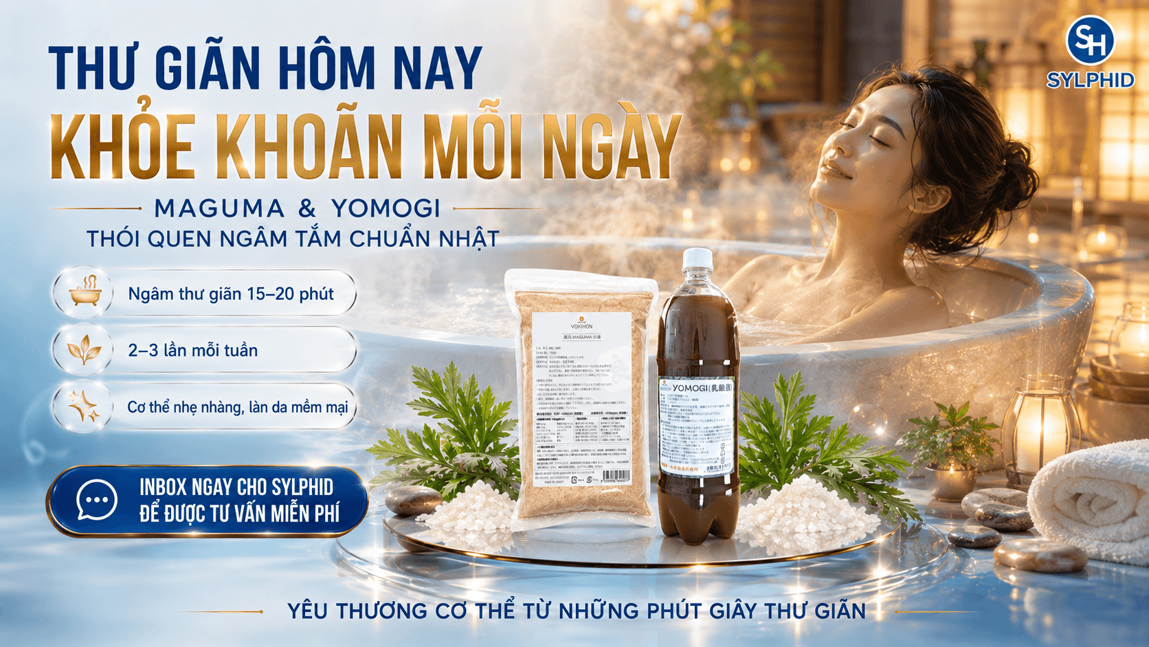 Muối ngâm tắm Maguma Yomogi chính hãng tại SYLPHID