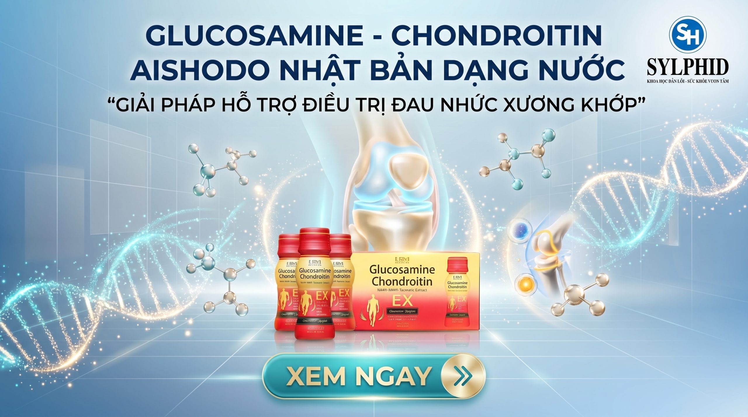 Glucosamine Chondroitin Aishodo Japan Dạng Nước hỗ trợ chăm sóc xương khớp
