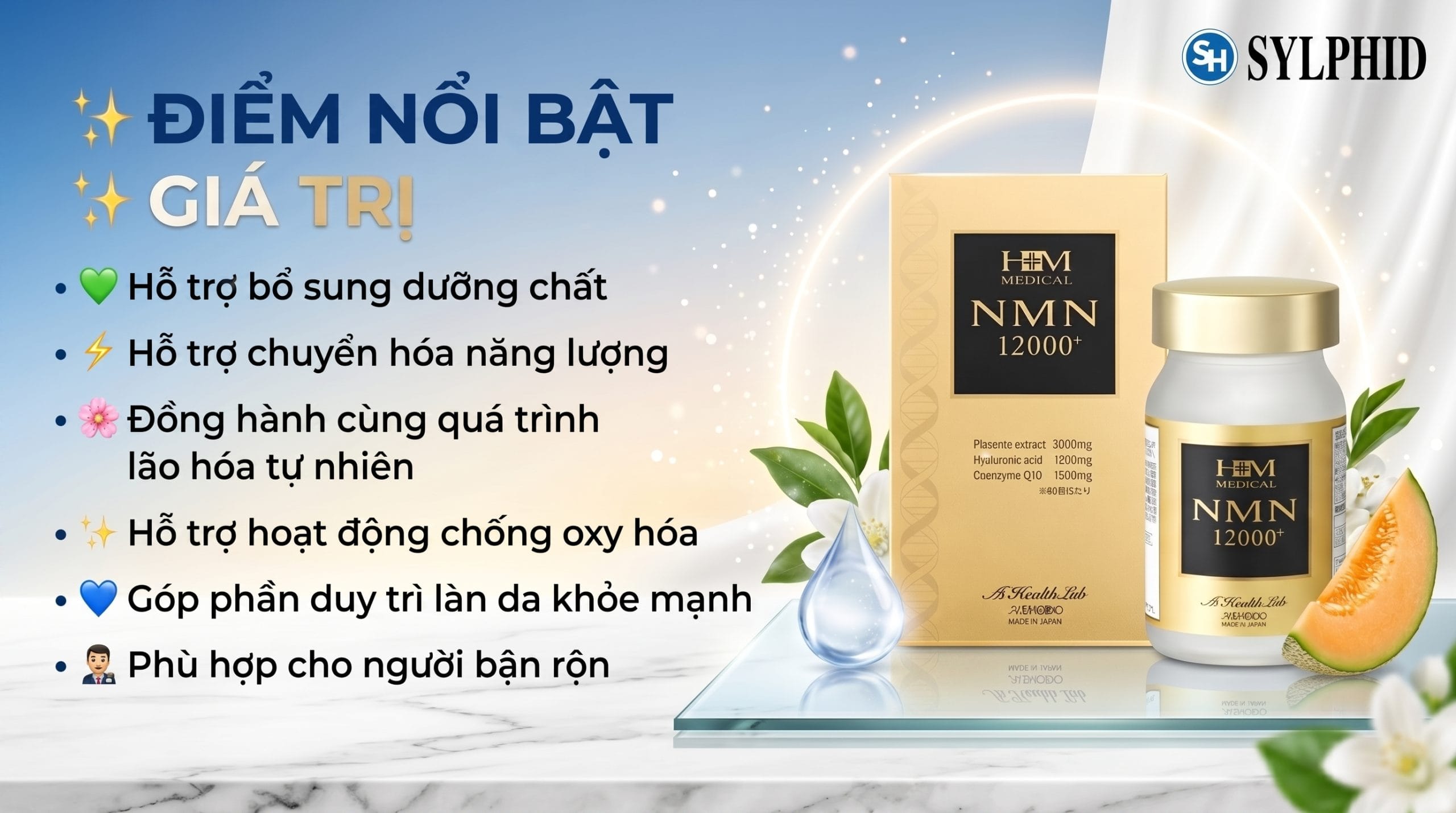 NMN 12000+ Aishodo Nhật Bản chính hãng phân phối tại SYLPHID