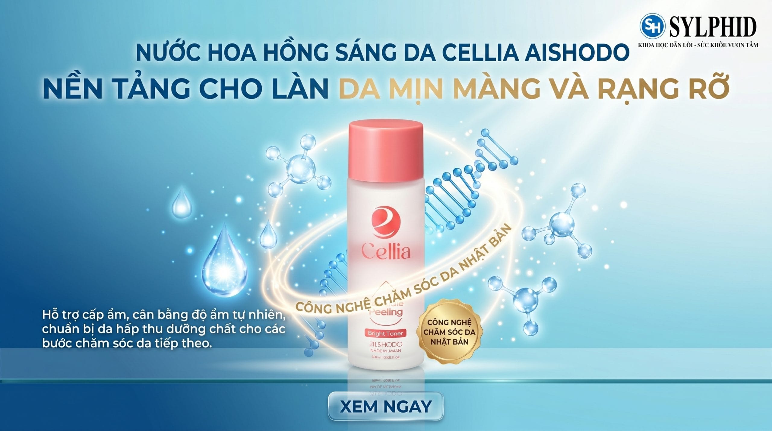 Nước Hoa Hồng Sáng Da Cellia Aishodo Nhật Bản hỗ trợ cấp ẩm và cân bằng da