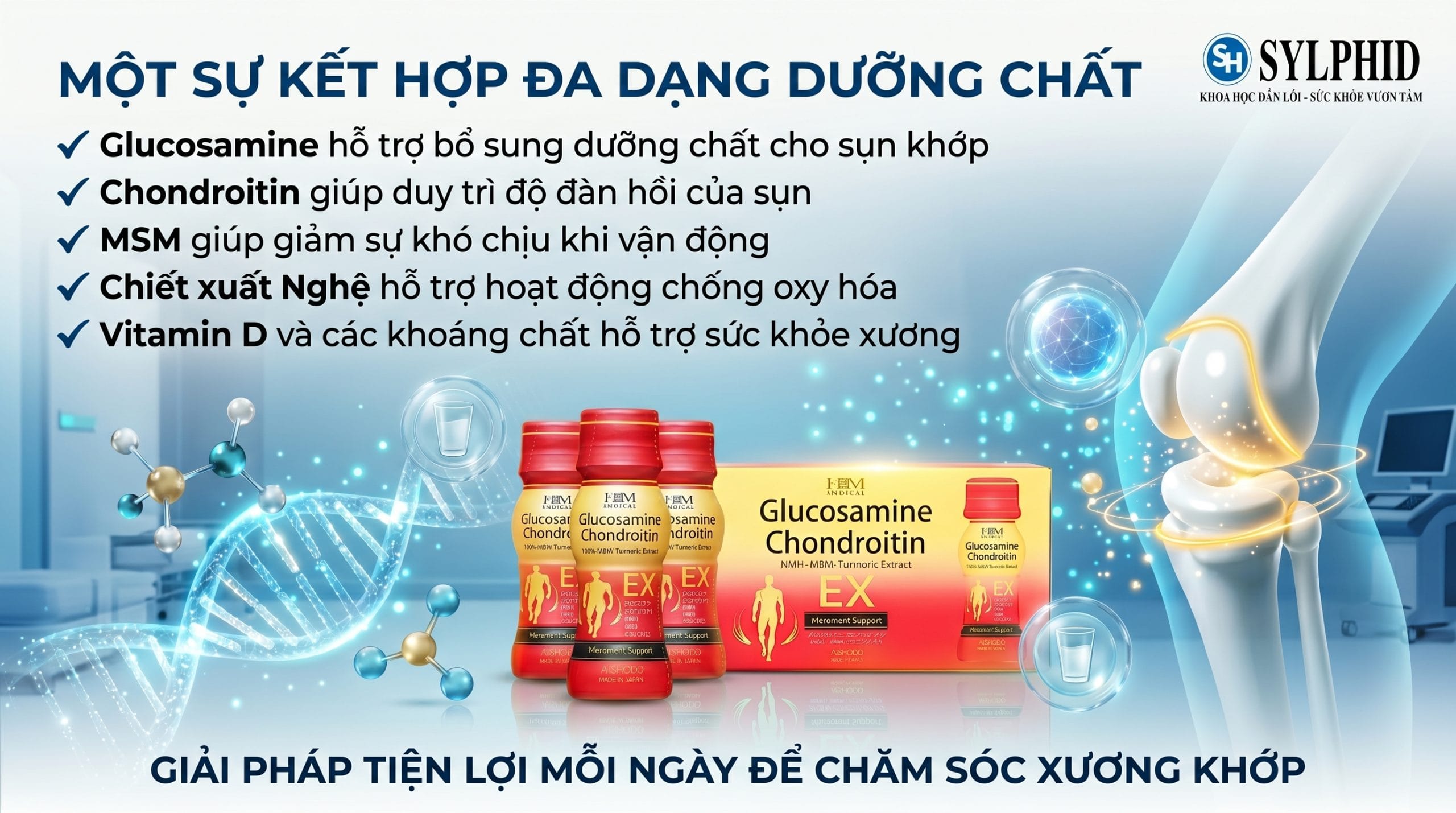 Glucosamine dạng nước Nhật Bản với Glucosamine, Chondroitin và MSM