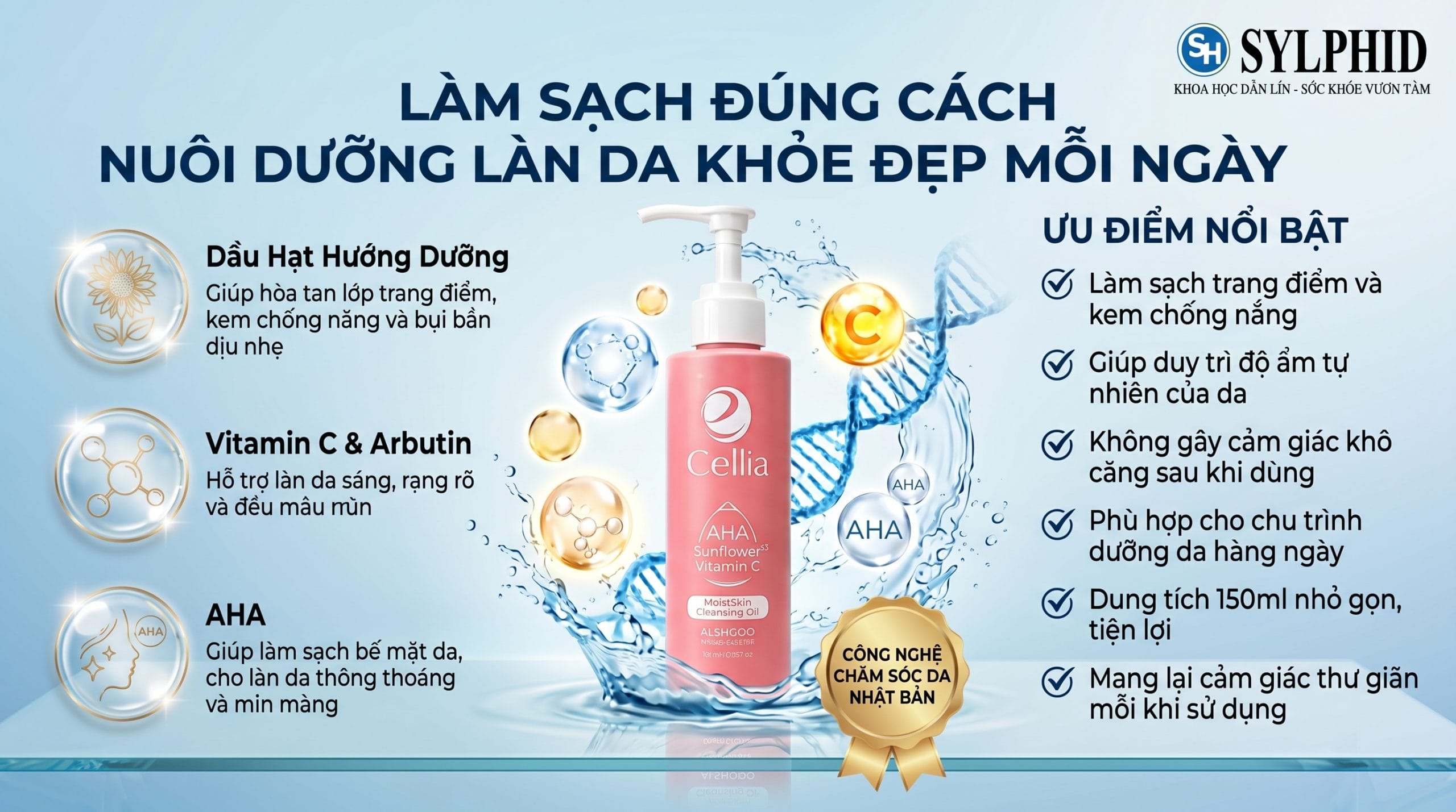 Dầu Tẩy Trang Cellia Moist Skin chính hãng tại SYLPHID