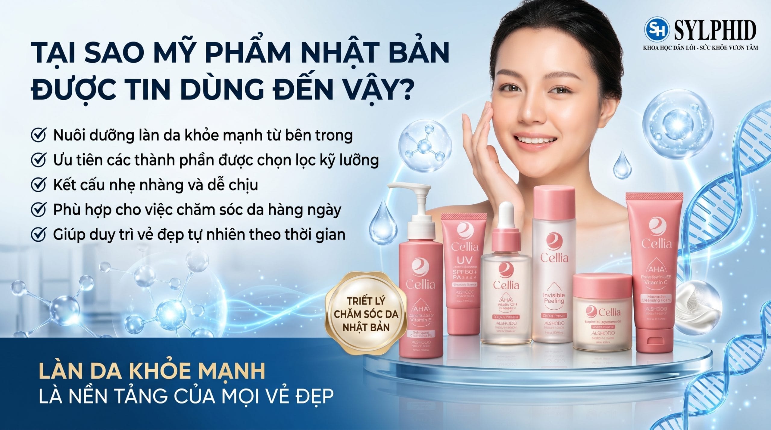 Bộ mỹ phẩm Nhật Bản Cellia Aishodo cho quy trình chăm sóc da khoa học