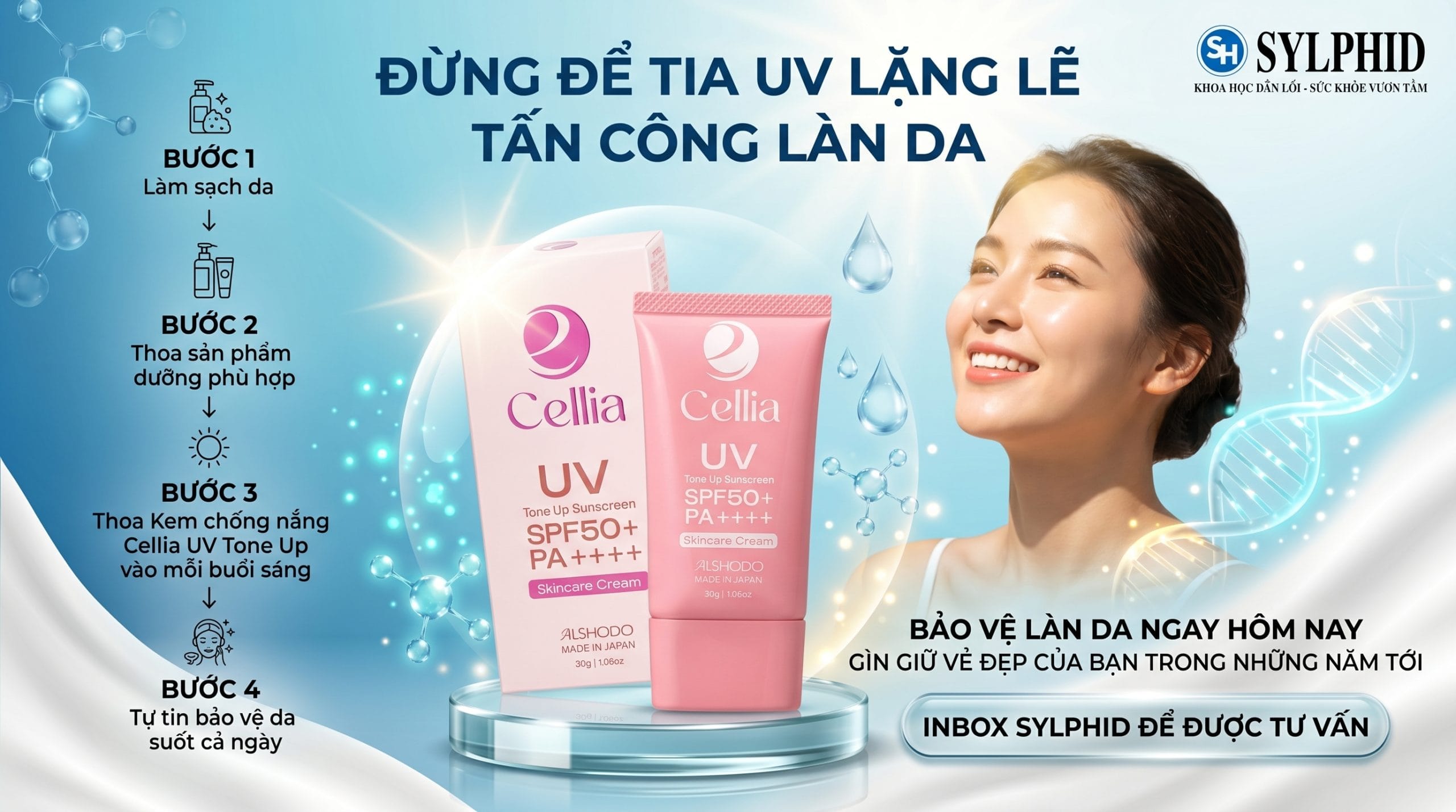 Kem Chống Nắng Cellia UV Tone Up chính hãng tại SYLPHID
