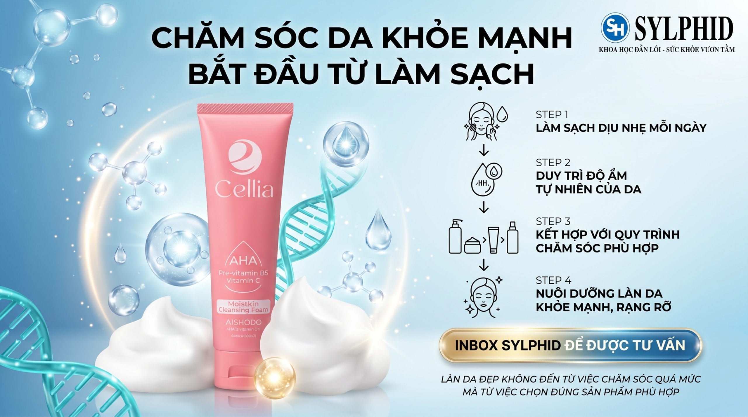 Cellia Moistskin Cleansing Foam sữa rửa mặt Nhật Bản làm sạch dịu nhẹ