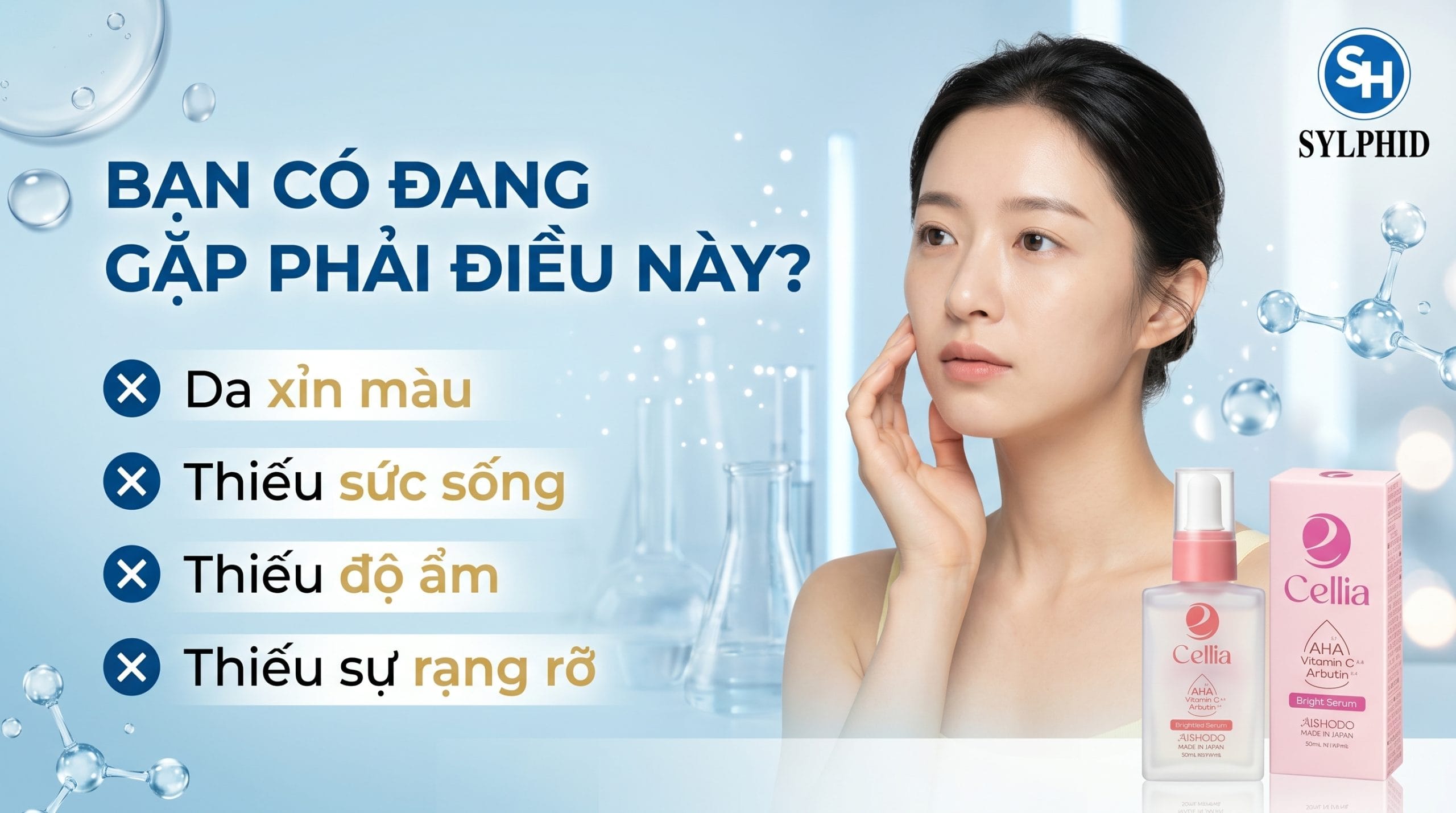 Serum Dưỡng Sáng Da Cellia Aishodo Nhật Bản hỗ trợ dưỡng ẩm và chăm sóc da rạng rỡ