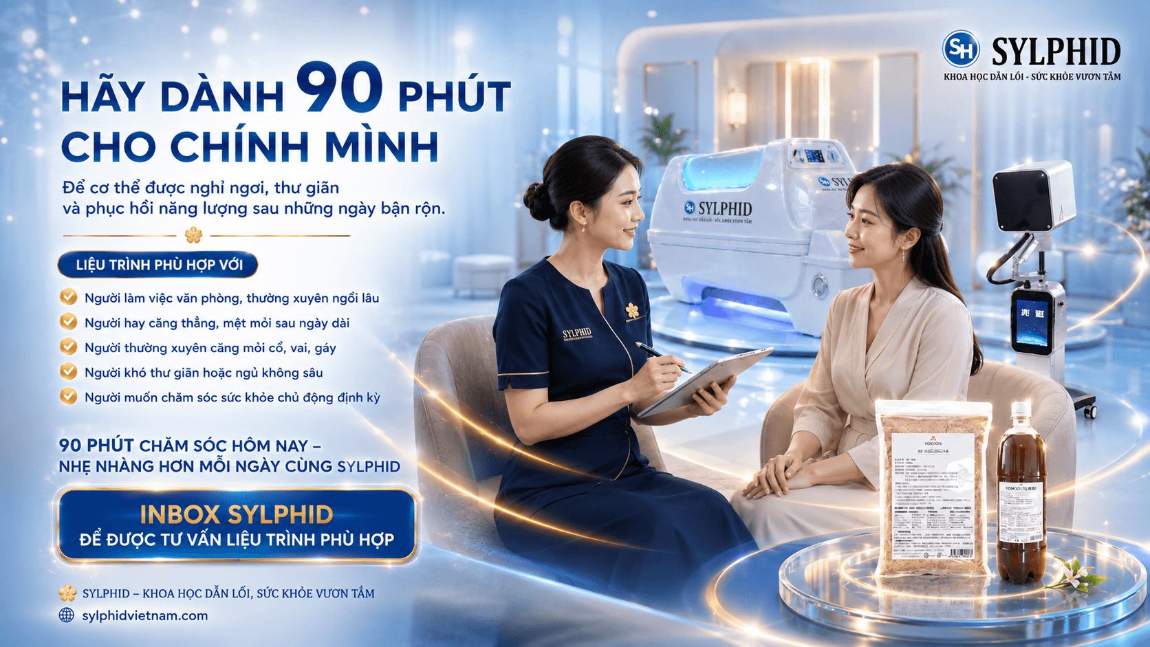 Thiết bị Terahertz chăm sóc vùng cổ vai gáy tại SYLPHID