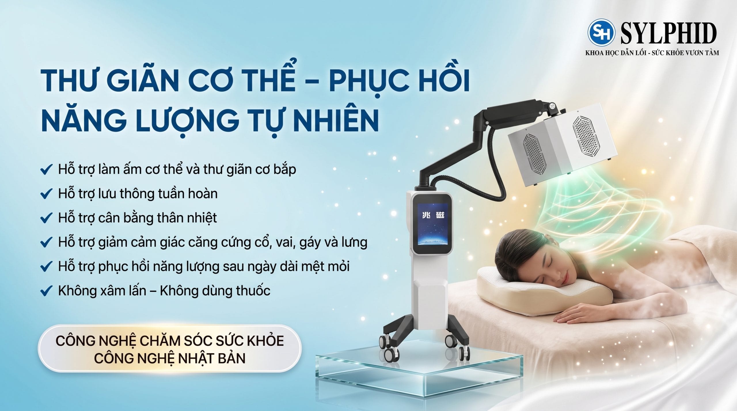 Thiết bị Terahertz ứng dụng năng lượng nhằm tạo cảm giác ấm và hỗ trợ cơ thể thư giãn.