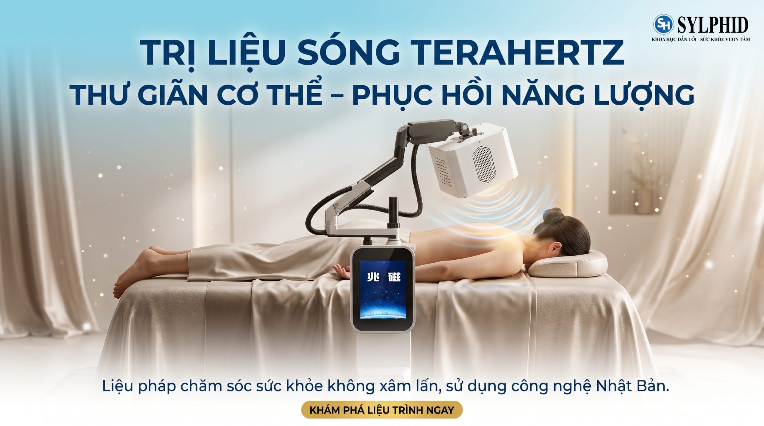 Liệu trình Terahertz hỗ trợ thư giãn cơ thể và phục hồi cảm giác cân bằng năng lượng.